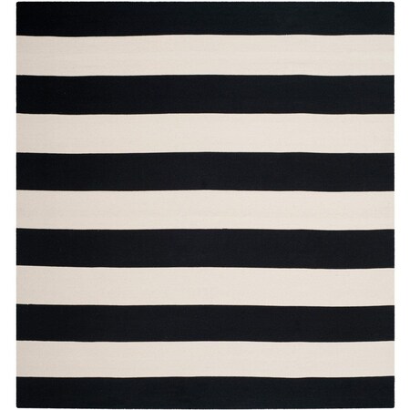 Safavieh 7 x 7 ft. Montauk Flat Weave & Hand Loomed Square Area Rug Black & Ivory MTK712D-7SQ